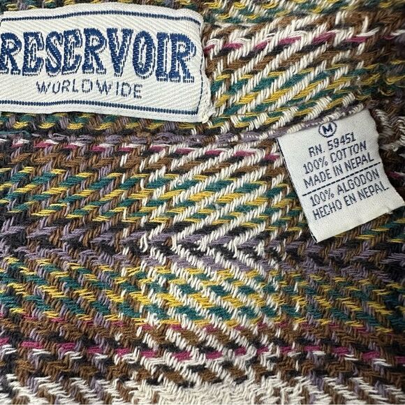 RESERVOIR Worldwide Multicolored Herringbone Button Down Shacket Shirt Sz M - Picture 3 of 9